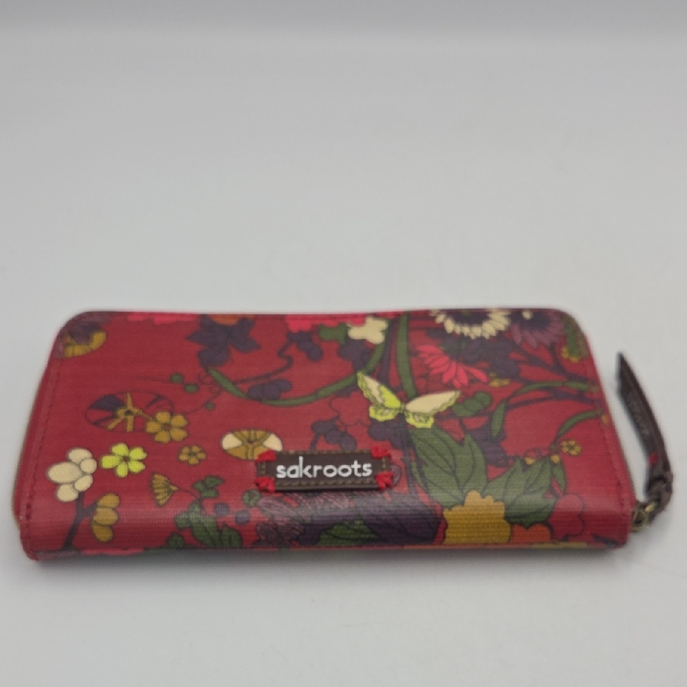 Sakroots Red Floral Zip Wallet
